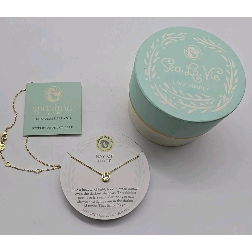 Spartina 449 Ray Of Hope In Box 18 Kt Gold Plated 18 Chain Nwt 31$